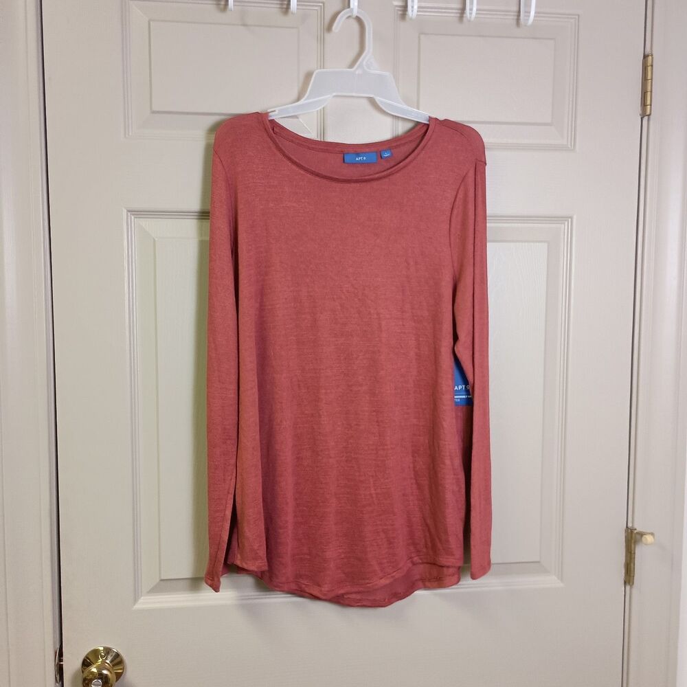 Apt. 9 Womens Seriously Soft Tee Size Large Orange NWT Silky Soft Casual